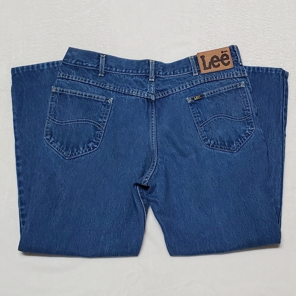 VINTAGE 70s Lee Union Made High Waisted Cropped Flare Cotton Husky Denim Jeans - Picture 10 of 14